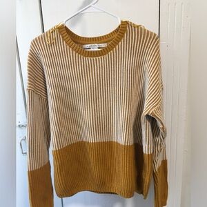 Max Studio Mustard and Cream Striped Sweater